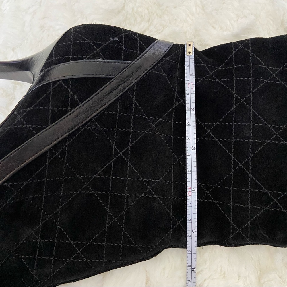 CHRISTIAN DIOR Cannage Quilted Suede Leather Knee-High Boots Stiletto He… - Picture 15 of 16